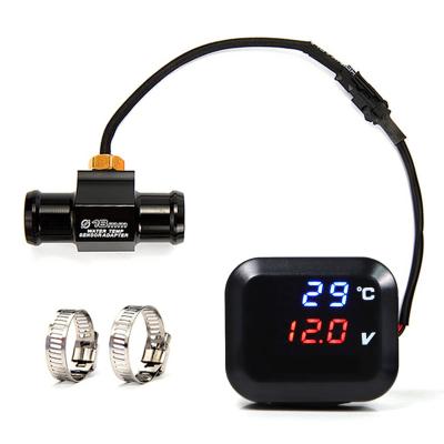 China 12v USB Charger+Water Temperature Meter+Voltmeter Waterproof Universal Digital Thermometer LED Temp Measurement Motorcycle for sale