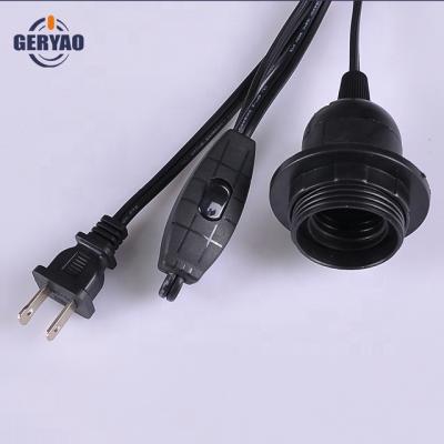 China Home Appliance Factory Direct Sale Canada USA 2 Pin Power Plug + On Switch + Extension Lamp Lamp Socket Wire Kit +E26 for sale