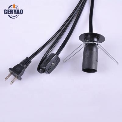 China Household Appliance Canada USA Standard Electrical Wire with 2 Pin Plug, Wheel Switch, Plastic Plate, Metal Spring Clip, E12 Socket for sale