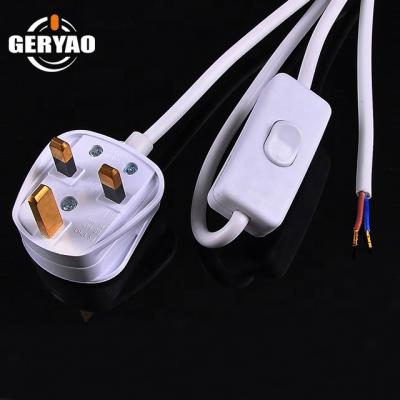 China Home Appliance Customized UK 3 Pin Plug In Electric Cord With On Switch , UK Plug Electric Cord for sale