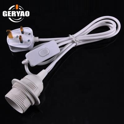 China British UK Home Appliance Plug And Extension Power Cord With Switch And E27 Socket for sale