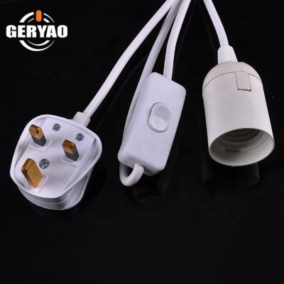 China Customized UK UK Electric Home Appliance Lamp Wire With Plug Switch And E27 Lamp Socket for sale