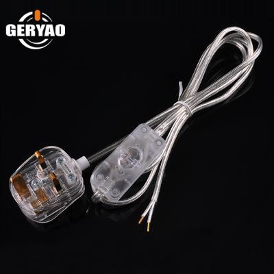 China UK Home Appliance UK BS Transparent Power Cord With 3 Pin Plug , Cord Switch for sale