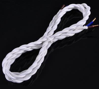 China Lighting Wholesale White Braided Electrical Textile Wire , Twisted Fabric Cable Wire for sale