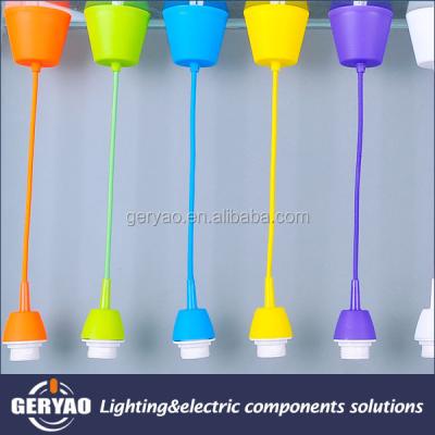 China E27 screw for lamp socket suspension with colored braided cable for pendant light for sale