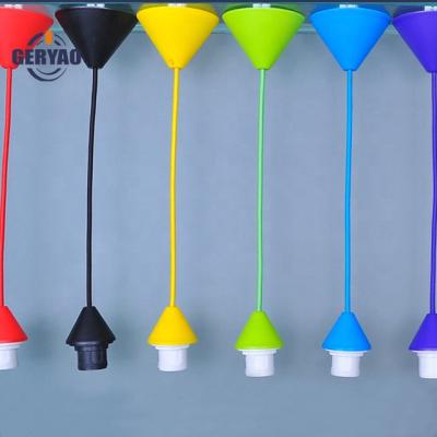 China Screw Factory Outlet Colored Fabric Braided Electric Wire Pendant Light With E27 For Lamp Holder for sale