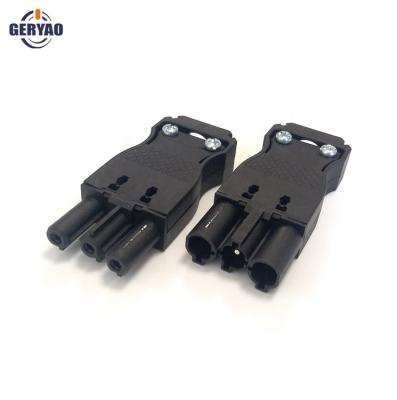 China Wire Connection 3-Pin Socket Connectors Electrical Cable Wire Male + Female Flat Connector for sale