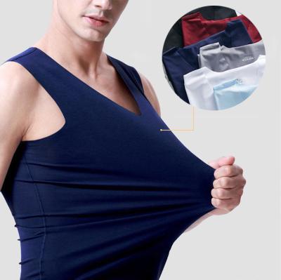 China Men's V-Neck V-Neck Vest Slim Knitwear Summer QUICK DRY Seamless Ice Silk Tank Tops Sleeveless for sale