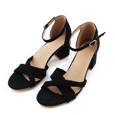 China Factory Wholesale Ladies Ankle Strap Elegant Design Round Round Toe Sandals Block High Heels Women Sandals for sale