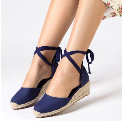 China Women's Round Toe Ankle Wrap Jute Wedge Heel Ladies Closed Toe Sneaker Lace High Heel Wedges Sneaker Shoes For Women for sale