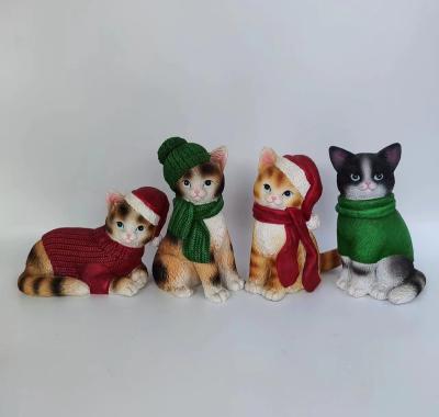 China Worldwide Fashion Cute Art Animals Figurines Cat Resin Lifelike 4 Kinds Opens Home Decoration Gifts for sale