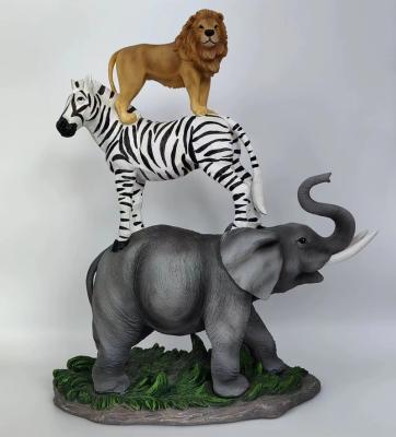 China World Animal Elephant Tiger Zebra Animal Garden Accessories Resin Sculpture Multi-animal Figurine For Decoration for sale