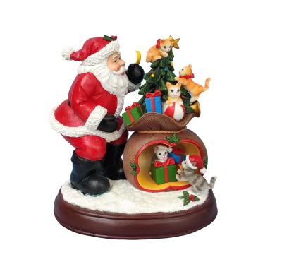 China New In Design Christmas Tree Sculpture Modern Decoration World Creative Santa Claus Snowman Ornament Resin Crafts LED Gifts Home Craft for sale