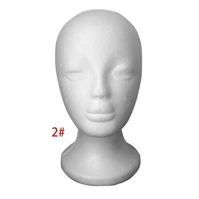 China Foam Styrofoam Female Wig Cap Head Foam Mannequin Head With Stand And Stand For Wig Cap Display for sale