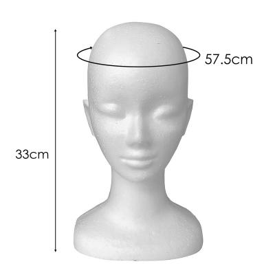 China With Shoulder Foam Female Head Styrofoam Mannequin Head Wig Model Head With Stand And Stand For Wig Cap Display for sale