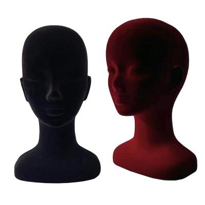 China Foam Head With Cover Colorful Styrofoam Wig Head Mannequin Head With Velvet Wigs Foam Head for sale