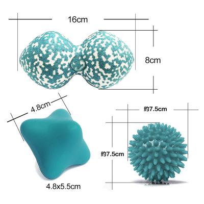 China Core Muscle Relax 3 Pcs Massage Ball Set Spiky Peanut Muscle Ball Roller Hand Exercise Ball Set for sale