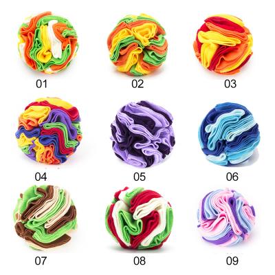 China Stocked Dog Sniffle Ball Pet Sniffle Treat Toy Stress Release Soft Fleece Dog Toy Interactive Snuffle Training Ball for sale