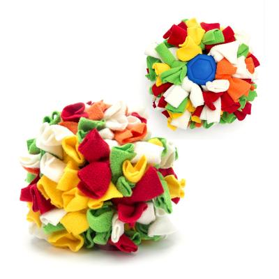 China Pet Snuffle Treat Training Toy Dog Snuffle Toy Ball Pet Sniffing Treat Food Fleece Sniffing Dog Ball Stocked Hiding Toys for sale