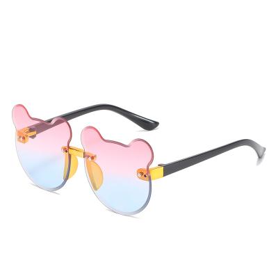 China Rimless Anti Cut Cartoon UV400 Children's UV400 Rimless Sun Glasses Baby Boy Sunglasses Kids UV Protection Cat Ears Sun Glasses Children for sale