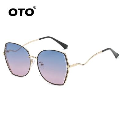 China OTO Luxury Metal Anti UV400 Oversized Sunglasses Women 2022 New With Retro Girl Oval for sale