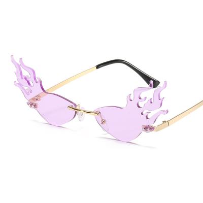 China Environmental Friendly Metal Frame Fire Sunglasses Women Eyewear Sunglasses 2021 Funny Party Women Fire Sunglasses for sale