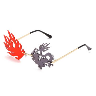 China Fashion Environmentally Friendly Unique Dragones and Phoenix Punk Sunglasses Party Chinese Style Funny Frameless Sunglasses for sale