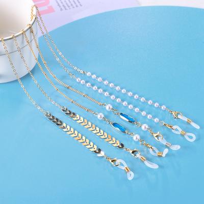 China Eco-Friendly Crystal Stone Glasses Chains Fashion Necklace Holder Gold Plated Women Glasses Chains For Glasses for sale