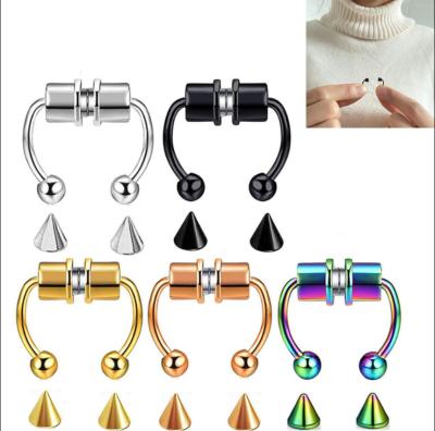 China Environmentally Friendly Nose Ring Hoop Magnetic Septum Nose Ring Cuff Body Stainless Steel Jewelry Horseshoe Perforation for sale