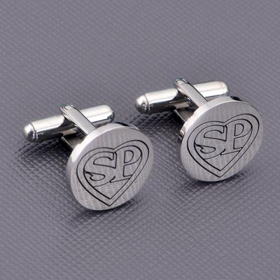 China Wholesale Brand White Stainless Steel Manufacturer Stainless Steel Logo Cuff Link Silver Custom Cufflink For Men for sale