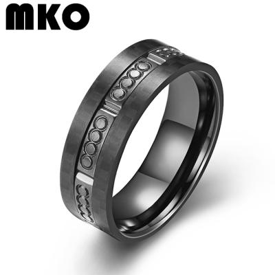 China Customized Fashionable Hot Selling Mens Jewelry 8MM Stainless Steel Personality Mens Ring for sale