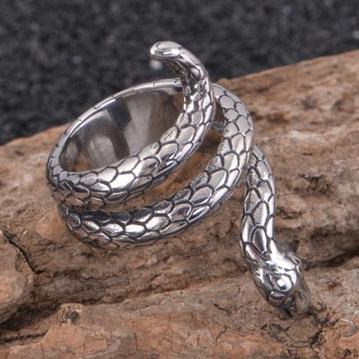 China Fashionable Wholesale Mens Jewelry Stainless Steel Snake Charm Animal Finger Ring For Men for sale