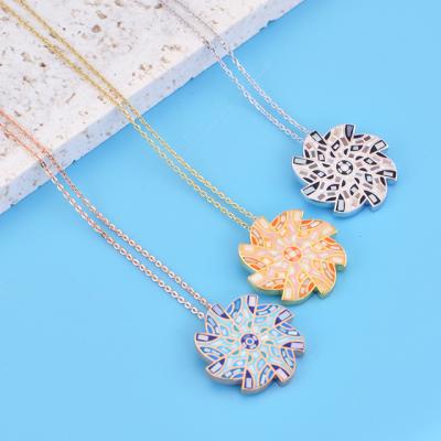 China Fashion Boutique Women Wholesale Trendy Necklace 925 Windmill Enamel Silver Necklace for sale