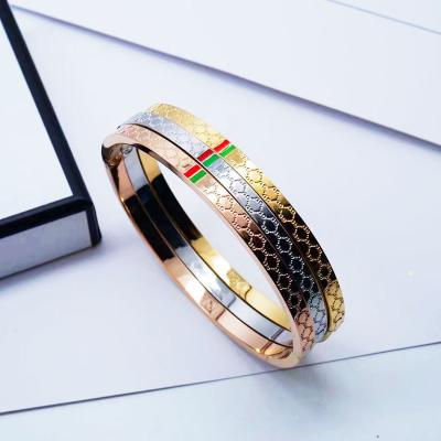 China Instant Famous Brand Luxury C Stainless Steel Bangle 18K Gold Female Stainless Steel Bracelets Red and Green Charm Bracelets for Women Lover Jewelry for sale