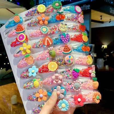 China New 5pcs/Set Fruit Quicksand Glitter Hairpins Baby Girls Hair Accessories Butterfly Hairpin Hair Clips Fixed For Baby Kids for sale