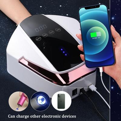 China Professional High Power UV LED Nail Dryer 96W LED Nail Lamp Manicure Phototherapy UV Radio Charging Carry Handle Quick Dry Nail Gel for sale