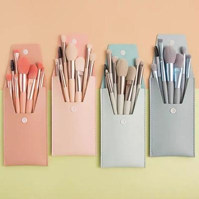 China Durable 8Pcs Makeup Brush Set Foundation Eyeshadow Lip Lash Brushes and Make Up Bag Mini Travel Makeup Tools Gift for Women Girls for sale