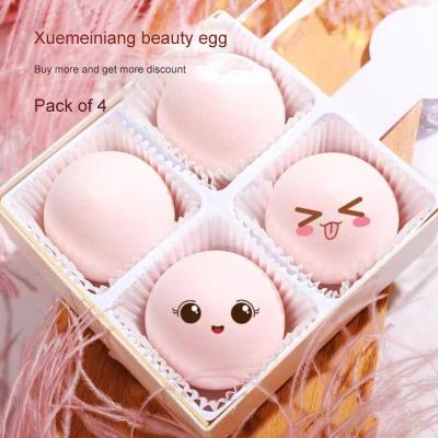 China Eco-Friendly Peach Sponge Puff Set Super Soft Cotton Candy Puff Dry Base Wet Dual Use Puff Powder Cushion Air Facial Makeup for sale