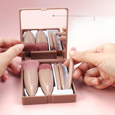 China 5 Pcs Durable Cheap High Quality Portable Makeup Brush Set Mirror Makeup Powder Sweep Beauty Tools With Mini Boxes for sale