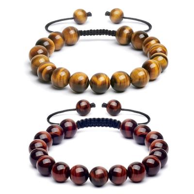 China 2022 FASHIONABLE Bohemia Hot Luxury Tiger Eye Round Adjustable Length Friendship Bead Natural Stone Bracelet For Men for sale