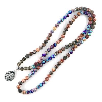 China Multi-wraps Natural Handmade Elephant Mala Beads Natural Handmade Elephant Long Stone Mala Beads Smoky Quartz Stone Bracelet Pendant Jewelry for sale