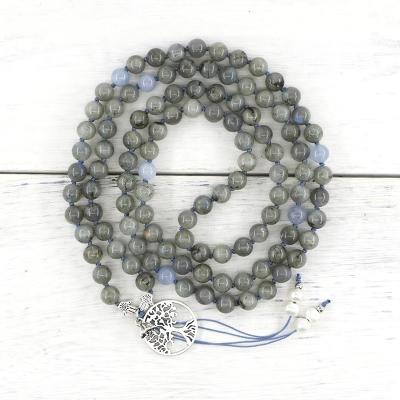 China New Chinese Vintage Labradorite 108 Beads Japamala Women Yoga Necklace Bead Hamsa Hand Yiwu Lotus Flower Lifetree Accessory Yiwu Price for sale