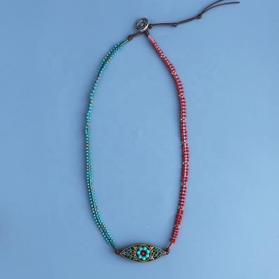 China Vintage High Quality Glass Seed Beads Bohi Choker Necklace With Pendant Handmade Fine Nepal Fashion Women Jewelry for sale