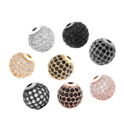 China Vintage 10mm CZ Ball For Jewelry Making Micro Cubic Zircon Pave Round Beads DIY Bracelet Necklace Findings Accessories Wholesale for sale