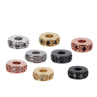 China Vintage Jewelry Making Spacers Beads Micro Cubic Zircon Paved Crystal Beads Wholesale Jewelry Findings for sale