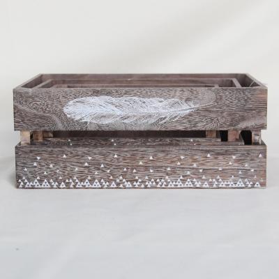 China Sustainable Handmade Natural Wooden Organizer Box Customized Wooden Box Paulownia Chinese Wooden Whiskey Box for sale