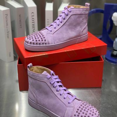 China 2022 Fashion Trend Mens Sneakers Designer Eu36-45 High End Shoes Stud High Top Shoes Rivet Rhinestone Leather Brand Shoes for sale