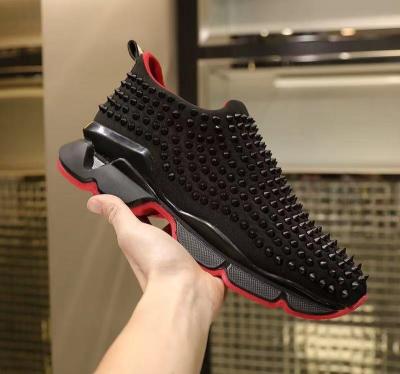 China 2022 Trend Fashion Brand Black Breathable Soft Sports Casual Spike Shoes For Women Red Bottom Running Cl Non-slip Thick-soled Sneakers for sale