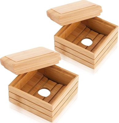 China Sustainable Bamboo Single Drain Desktop Soap Storage Box Grain Box Bamboo Soap Box for sale