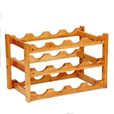 China European Wine Decoration Rack Wine Household Bottle Rack Viable Storage Multi-layer Bamboo Rack Bottle for sale